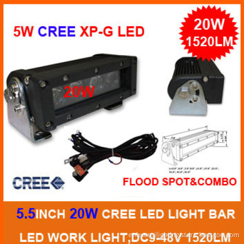 5.5" Single Row CREE 20W LED Bar Light, 4x4 LED Light Bar (LCL-1ROW-20W)